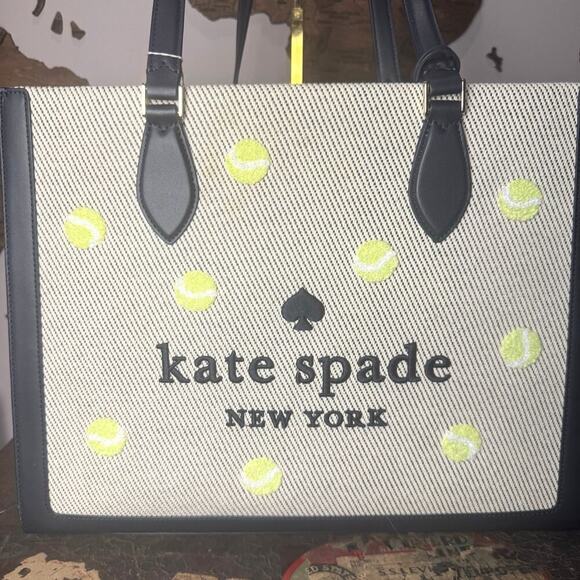 NWT Kate Spade Navy Canvas Grand Slam Elle Tote - Picture 2 of 9